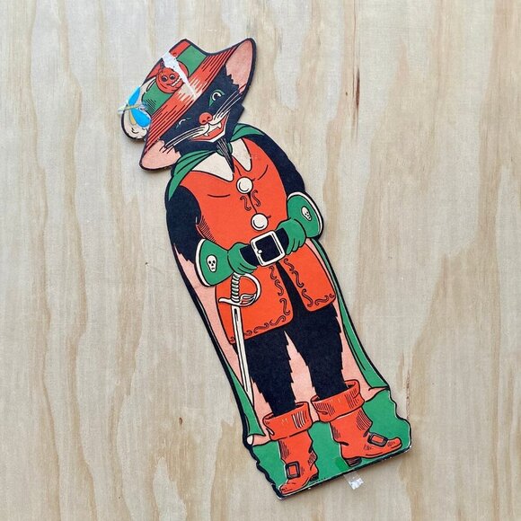 Vintage Halloween Wall Decor Pirate Cat Puss in Boots U.S.A l Beistle Diecut - Picture 1 of 3